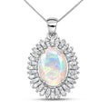 D'Joy Premium Ethiopian Welo Opal and Moissanite 4.90 ctw Moonlit Radiance Pendant Necklace in Rhodium Over Sterling Silver 20 Inches - Sticky add to cart bar