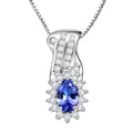 D'Joy AAA Tanzanite and White Zircon 1.00 ctw Grace Halo Pendant Necklace in Rhodium Over Sterling Silver 20 Inches - Sticky add to cart bar