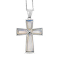 Opalite Cross Pendant in Silvertone with Stainless Steel Necklace (20 Inches) 16.00 ctw - Sticky add to cart bar