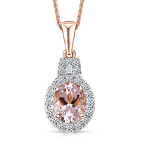Certified & Appraised AAA Pink Morganite and Luxuriant Lab Grown Diamond G-H SI 3.19 ctw Pendant Necklace in 10K Rose Gold (20 Inches)