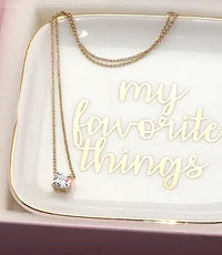Asscher Cut Simulated Diamond Necklace 18 Inches in 14K YG Over Sterling Silver with My Favorite Things Ceramic Plate 4 Inch