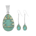 SANTA FE Style White Buffalo Turquoise, Black Onyx Pendant and Earrings in Sterling Silver (10.70 g) 6.10 ctw - Sticky add to cart bar
