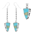 SANTA FE Style Turquoise, Lab Created Opal Arrowhead Pendant and Dangle Earrings in Sterling Silver (10 g) 1.55 ctw - Sticky add to cart bar