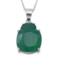 Verde Onyx Pendant Necklace 18 Inches in Platinum Over Sterling Silver 11.00 ctw - Sticky add to cart bar