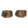 Set of 2 Multi Color Seed Beaded Stretch Bracelet with Wooden Lock - Sticky add to cart bar