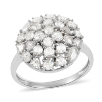 2.15 ctw Rose Cut Diamond G-H SI Ring in 18K White Gold (Size 7.0) 3.60 Grams