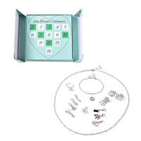 Love Treat Calendar Turquoise with white Heart Flower Gift Box, Set of 14 Jewelry Pieces