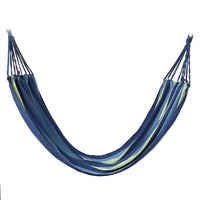 Indoor Outdoor Colorful Striped Canvas Camping Hammock-Blue (72.83"x31.50")