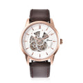 GENOA Automatic Movement Water Resistant Watch with Black Leather Band and Stainless Steel Back - Sticky add to cart bar