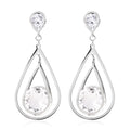 Simulated Diamond Double Tear Drop Earrings in Stainless Steel - Sticky add to cart bar