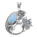 Bali Legacy Larimar and Sky Blue Topaz Pendant in Sterling Silver 12.20 ctw - Sticky add to cart bar