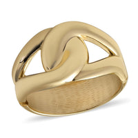 Link Style Fancy Bangle Bracelet in Silvertone (6.75 In)