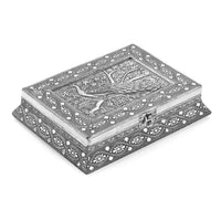 Handcrafted Oxidized 3D Peacock Embossed Scratch Protection Interior Jewelry Box