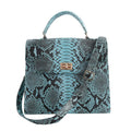 The Pelle Python Skin Bag Collection Blue Turquoise Color 100% Genuine Python Leather Tote Bag - Sticky add to cart bar