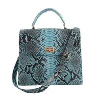 The Pelle Python Skin Bag Collection Blue Turquoise Color 100% Genuine Python Leather Tote Bag