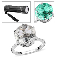 LUXORO 10K Yellow Gold 120 Facets Mexican Hyalite Opal and Moissanite Ring (Size 6.0) 2.30 Grams 5.40 ctw with Free UV Torch