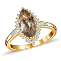Doorbuster ILIANA 18K Yellow Gold AAA Turkizite and G-H SI Diamond Halo Ring 3.90 Grams 2.25 ctw - Sticky add to cart bar
