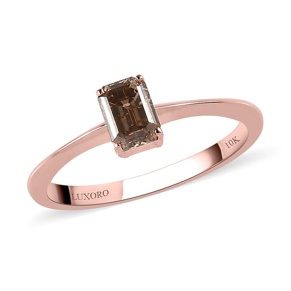 LUXORO 10K Rose Gold I3 Natural Champagne Diamond Solitaire Ring 0.50 ctw - Product card gallery slide 1 (9450054385919)