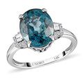 LUXORO 14K White Gold AAA Cambodian Blue Zircon and G-H I3 Diamond Ring 2.50 Grams 6.40 ctw - Sticky add to cart bar