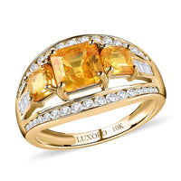 Doorbuster LUXORO 10K Yellow Gold Premium Madagascar Yellow Sapphire and Moissanite Ring 2.80 Grams 2.60 ctw
