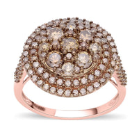Doorbuster SGL Certified LUXORO 10K Rose Gold Natural Champagne Diamond (I3) Cocktail Ring (4.25 g) 2.10 ctw