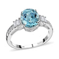 Doorbuster Certified & Appraised ILIANA 18K White Gold AAA Santa Maria Aquamarine and G-H SI Diamond Ring (Size 7.0) 3.25 Grams 2.75 ctw - Sticky add to cart bar