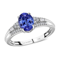 TLV LUXORO 10K White Gold Premium Tanzanite, Diamond (0.15 cts) Ring (Size 10.0) (2.30 g) 1.25 ctw