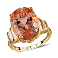 LUXORO 14K Rose Gold AAA Marropino Morganite and G-H I2 Diamond Ring (Size 6.0) 4 Grams 9.00 ctw