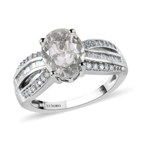 Doorbuster LUXORO 10K White Gold Premium Mexican Hyalite Opal and G-H I3 Diamond Ring 3 Grams 1.85 ctw