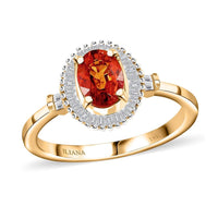 Doorbuster ILIANA 18K Yellow Gold AAA Songea Sapphire, Diamond (G-H, SI) (0.20 cts) Halo Ring (Size 7.0) (3.50 g) 1.40 ctw