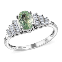 LUXORO 14K White Gold AAA Narsipatnam Alexandrite and G-H I3 Diamond Ring 2 Grams 1.00 ctw