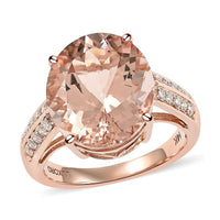 Certified & Appraised LUXORO 14K Rose Gold AAA Marropino Morganite and G-H I1 Diamond Ring 3.35 Grams 6.85 ctw
