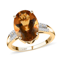 LUXORO 10K Yellow Gold Premium Golden Scapolite and Diamond Ring 2.85 Grams 4.65 ctw