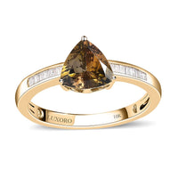 LUXORO 10K Yellow Gold Premium Natural Golden Tanzanite and G-H I3 Diamond Ring 2.25 Grams 1.35 ctw