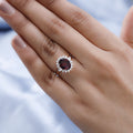LUXORO 10K Rose Gold Premium Natural Tanzanian Wine Garnet, Moissanite Halo Ring (Size 10.0) (2.40 g) 3.50 ctw - Sticky add to cart bar