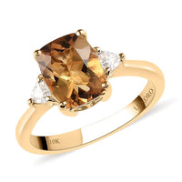 LUXORO 10K Yellow Gold Premium Golden Scapolite and Moissanite Ring 2.55 Grams 2.10 ctw