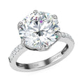 Luxoro 10K White Gold Moissanite (Rnd 11 mm) Ring, Solitaire Engagement Ring For Women (Size 7.0) 4.65 ctw - Sticky add to cart bar
