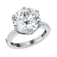 Luxoro 10K White Gold Moissanite (Rnd 11 mm) Ring, Solitaire Engagement Ring For Women (Size 7.0) 4.65 ctw