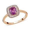Doorbuster LUXORO 10K Rose Gold AAA Madagascar Pink Sapphire and G-H I3 Diamond Halo Ring (Size 9.0) 2.35 Grams 1.10 ctw - Sticky add to cart bar