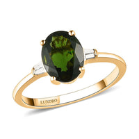 LUXORO 10K Yellow Gold Premium Tanzanian Natural Chrome Tourmaline and Diamond Ring 1.75 ctw
