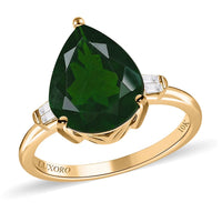 TLV LUXORO 10K Yellow Gold Premium Natural Chrome Diopside, Diamond (G-H, I3) Ring (Size 10.0) (2.60 g) 4.35 ctw