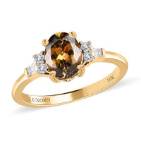 LUXORO 10K Yellow Gold Premium Natural Golden Tanzanite and Diamond Ring (Size 10.0) 1.85 Grams 1.35 ctw