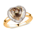 ILIANA 18K Yellow Gold AAA Turkizite and G-H SI Diamond Heart Halo Ring 4.65 Grams 2.45 ctw - Sticky add to cart bar