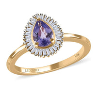 LUXORO 10K Rose Gold Premium Madagascar Purple Sapphire and G-H I3 Diamond Ring (Size 5.0) 2.40 Grams 1.00 ctw