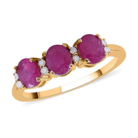 LUXORO 10K Yellow Gold Premium Montepuez Ruby and Diamond Ring 2 Grams 1.25 ctw