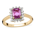 Doorbuster LUXORO 10K Rose Gold AAA Madagascar Pink Sapphire and Moissanite Halo Ring 2.15 Grams 1.40 ctw - Sticky add to cart bar