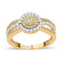 SGL Certified LUXORO 10K Yellow Gold Natural Yellow and White Diamond I2-I3 Ring 3.25 Grams 1.00 ctw