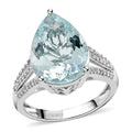 Luxoro 14K White Gold Premium Mangoro Aquamarine, Diamond (G-H, I2) (0.25 cts) Ring (Size 5.0) 4.50 ctw - Sticky add to cart bar