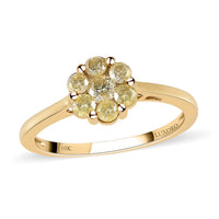 LUXORO 10K Yellow Gold I3 Natural Yellow Diamond Floral Ring (Size 10.0) 0.50 ctw