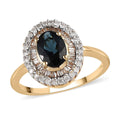 Doorbuster LUXORO 10K Yellow Gold Premium Monte Belo Indicolite and G-H I3 Diamond Ring 2.10 Grams 1.10 ctw - Sticky add to cart bar